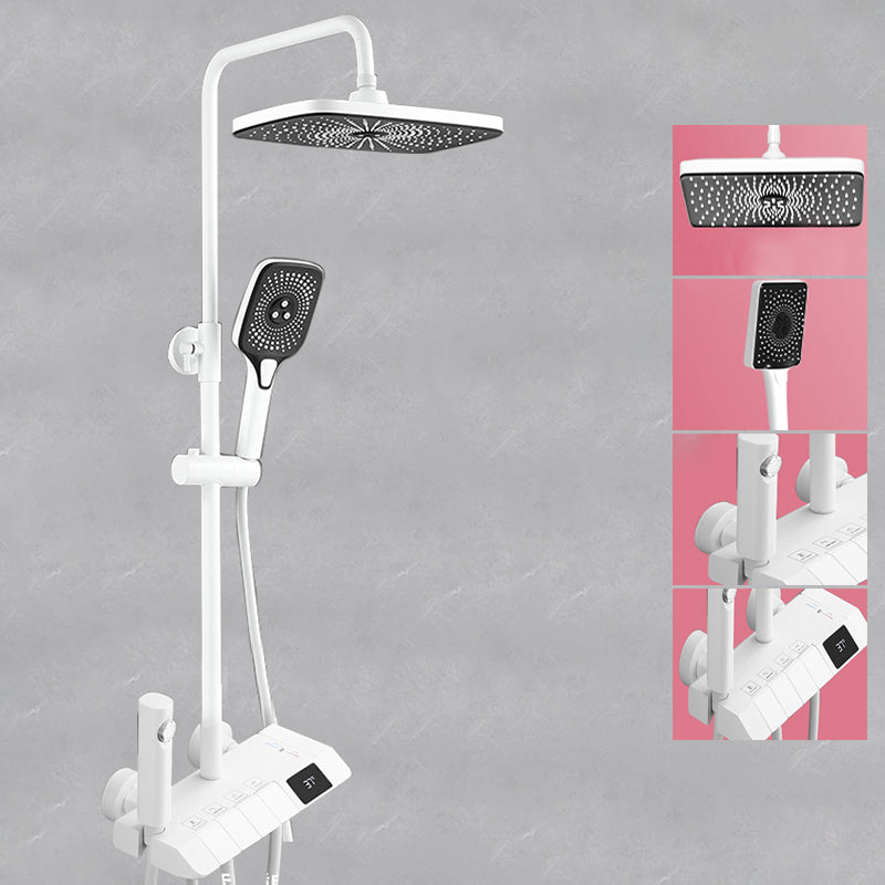 Modern Style Shower System Spot Resist Wall Mounted Rain Shower System White Digital Display Included Clearhalo 'Bathroom Remodel & Bathroom Fixtures' 'Home Improvement' 'home_improvement' 'home_improvement_shower_faucets' 'Shower Faucets & Systems' 'shower_faucets' 'Showers & Bathtubs Plumbing' 'Showers & Bathtubs' 6497624