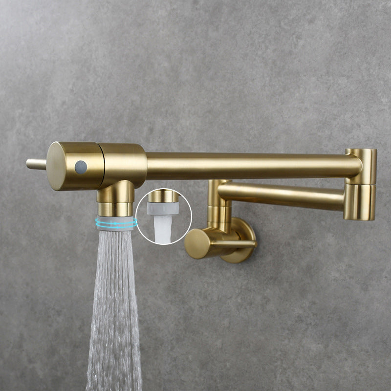 Modern One Handle Wall-mounted Pot Filler Low Profile Water Filler Champagne Gold Clearhalo 'Home Improvement' 'home_improvement' 'home_improvement_kitchen_faucets' 'Kitchen Faucets' 'Kitchen Remodel & Kitchen Fixtures' 'Kitchen Sinks & Faucet Components' 'kitchen_faucets' 6497658
