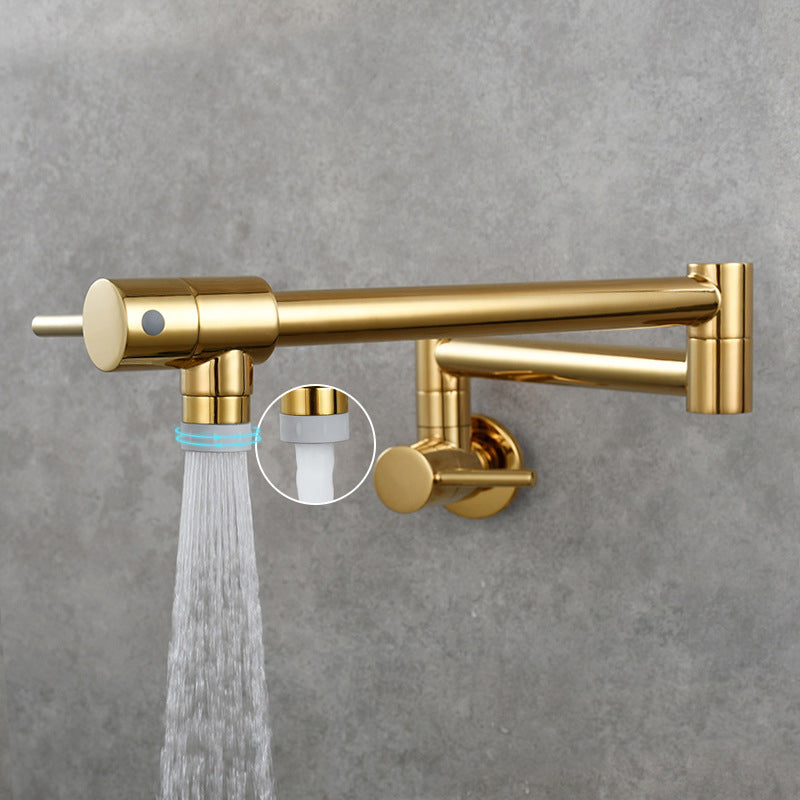 Modern One Handle Wall-mounted Pot Filler Low Profile Water Filler Gold Clearhalo 'Home Improvement' 'home_improvement' 'home_improvement_kitchen_faucets' 'Kitchen Faucets' 'Kitchen Remodel & Kitchen Fixtures' 'Kitchen Sinks & Faucet Components' 'kitchen_faucets' 6497659