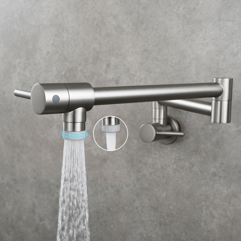 Modern One Handle Wall-mounted Pot Filler Low Profile Water Filler Nickel Clearhalo 'Home Improvement' 'home_improvement' 'home_improvement_kitchen_faucets' 'Kitchen Faucets' 'Kitchen Remodel & Kitchen Fixtures' 'Kitchen Sinks & Faucet Components' 'kitchen_faucets' 6497661