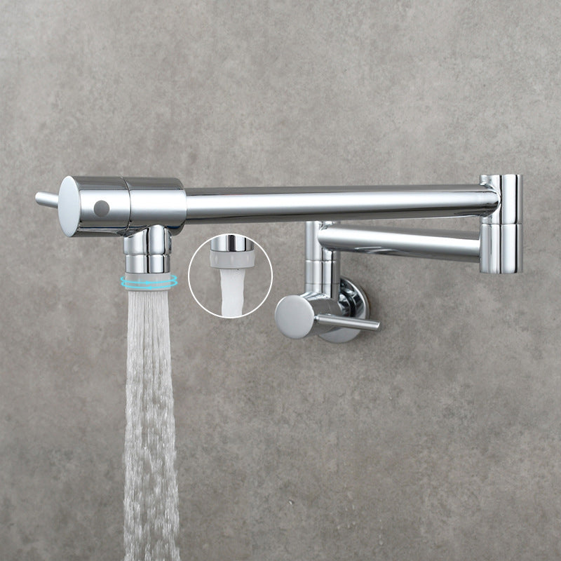 Modern One Handle Wall-mounted Pot Filler Low Profile Water Filler Chrome Clearhalo 'Home Improvement' 'home_improvement' 'home_improvement_kitchen_faucets' 'Kitchen Faucets' 'Kitchen Remodel & Kitchen Fixtures' 'Kitchen Sinks & Faucet Components' 'kitchen_faucets' 6497663