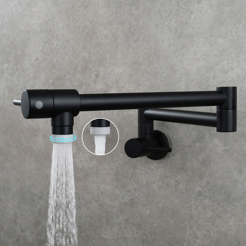 Modern One Handle Wall-mounted Pot Filler Low Profile Water Filler Black Clearhalo 'Home Improvement' 'home_improvement' 'home_improvement_kitchen_faucets' 'Kitchen Faucets' 'Kitchen Remodel & Kitchen Fixtures' 'Kitchen Sinks & Faucet Components' 'kitchen_faucets' 6497665