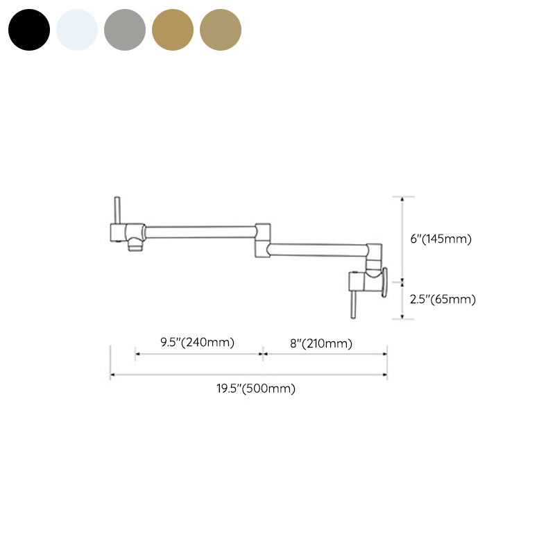 Modern One Handle Wall-mounted Pot Filler Low Profile Water Filler Clearhalo 'Home Improvement' 'home_improvement' 'home_improvement_kitchen_faucets' 'Kitchen Faucets' 'Kitchen Remodel & Kitchen Fixtures' 'Kitchen Sinks & Faucet Components' 'kitchen_faucets' 6497677