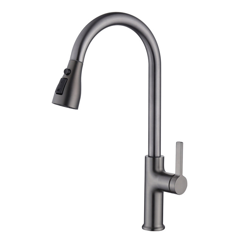 Contemporary Style Kitchen Faucet Copper 1-Handle Retractable High Arc Kitchen Faucet Clearhalo 'Home Improvement' 'home_improvement' 'home_improvement_kitchen_faucets' 'Kitchen Faucets' 'Kitchen Remodel & Kitchen Fixtures' 'Kitchen Sinks & Faucet Components' 'kitchen_faucets' 6497684