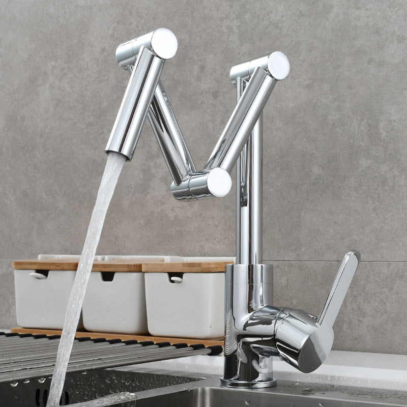 Modern Pot Filler Brass Lever Handles Pull down Sprayer Pot Filler Kitchen Faucet Chrome Single Pattern Clearhalo 'Home Improvement' 'home_improvement' 'home_improvement_kitchen_faucets' 'Kitchen Faucets' 'Kitchen Remodel & Kitchen Fixtures' 'Kitchen Sinks & Faucet Components' 'kitchen_faucets' 6497697