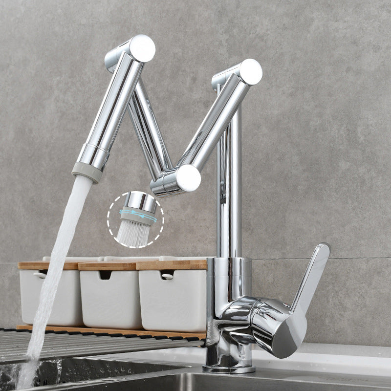 Modern Pot Filler Brass Lever Handles Pull down Sprayer Pot Filler Kitchen Faucet Chrome Dual Mode Clearhalo 'Home Improvement' 'home_improvement' 'home_improvement_kitchen_faucets' 'Kitchen Faucets' 'Kitchen Remodel & Kitchen Fixtures' 'Kitchen Sinks & Faucet Components' 'kitchen_faucets' 6497700