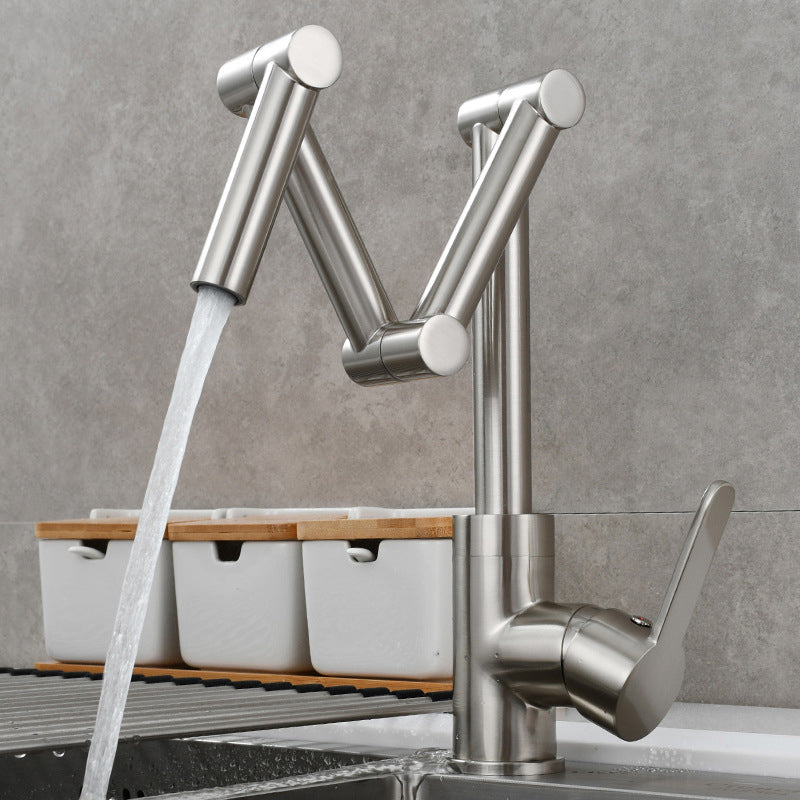 Modern Pot Filler Brass Lever Handles Pull down Sprayer Pot Filler Kitchen Faucet Silver Single Pattern Clearhalo 'Home Improvement' 'home_improvement' 'home_improvement_kitchen_faucets' 'Kitchen Faucets' 'Kitchen Remodel & Kitchen Fixtures' 'Kitchen Sinks & Faucet Components' 'kitchen_faucets' 6497702