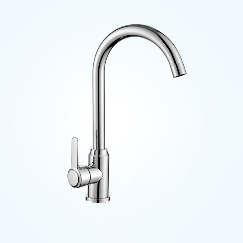 Modern Single Handle Kitchen Faucet 304 Stainless Steel Faucet in Chrome 12.2" Clearhalo 'Home Improvement' 'home_improvement' 'home_improvement_kitchen_faucets' 'Kitchen Faucets' 'Kitchen Remodel & Kitchen Fixtures' 'Kitchen Sinks & Faucet Components' 'kitchen_faucets' 6497733