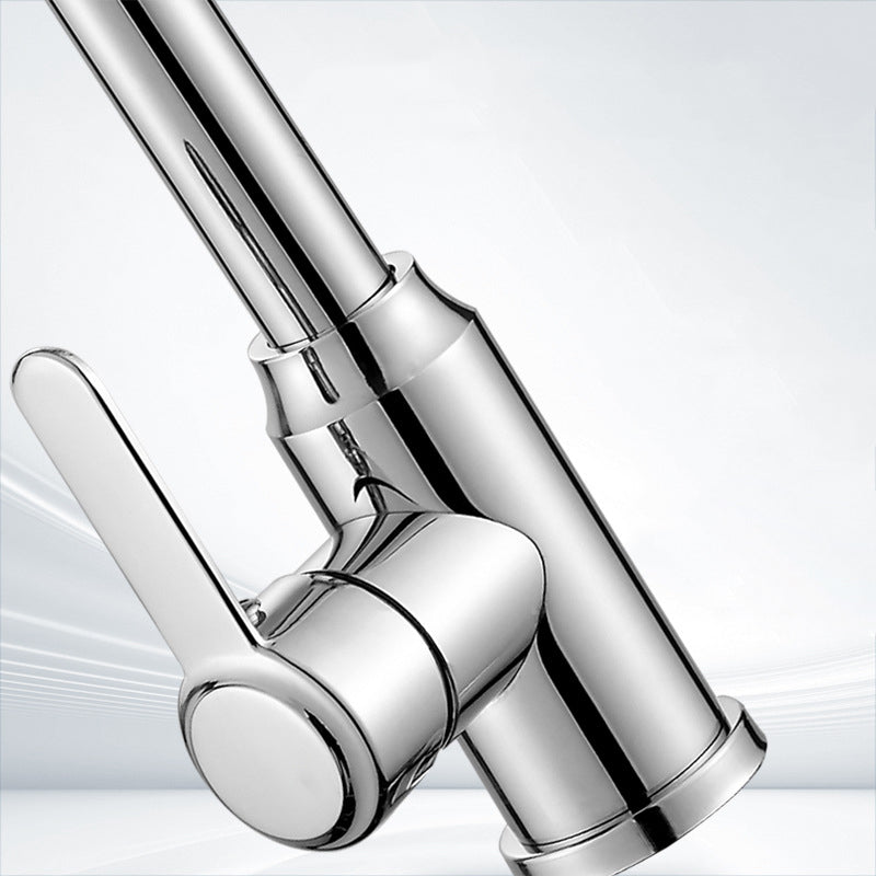 Modern Single Handle Kitchen Faucet 304 Stainless Steel Faucet in Chrome Clearhalo 'Home Improvement' 'home_improvement' 'home_improvement_kitchen_faucets' 'Kitchen Faucets' 'Kitchen Remodel & Kitchen Fixtures' 'Kitchen Sinks & Faucet Components' 'kitchen_faucets' 6497735