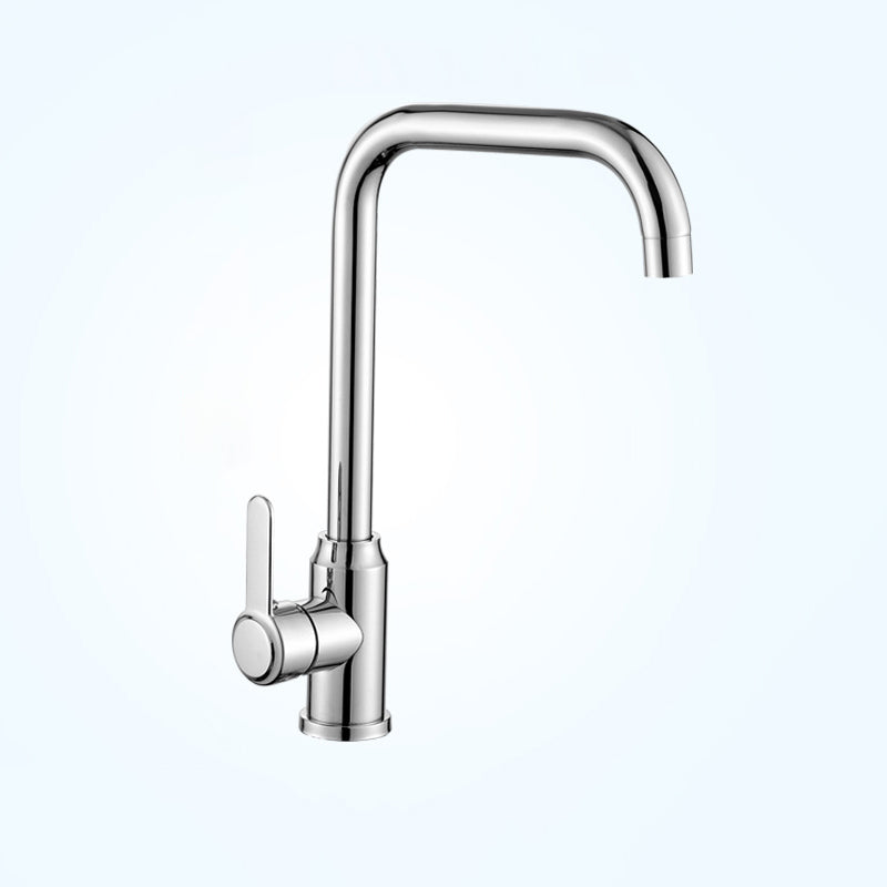 Modern Single Handle Kitchen Faucet 304 Stainless Steel Faucet in Chrome 11.8" Clearhalo 'Home Improvement' 'home_improvement' 'home_improvement_kitchen_faucets' 'Kitchen Faucets' 'Kitchen Remodel & Kitchen Fixtures' 'Kitchen Sinks & Faucet Components' 'kitchen_faucets' 6497737