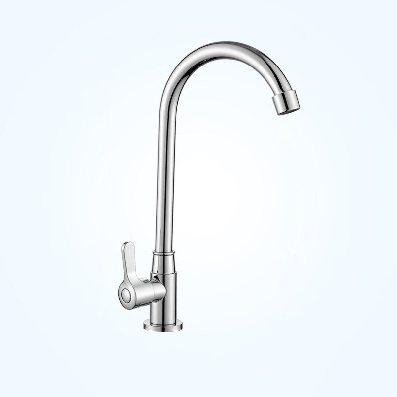 Modern Single Handle Kitchen Faucet 304 Stainless Steel Faucet in Chrome 13.8" Clearhalo 'Home Improvement' 'home_improvement' 'home_improvement_kitchen_faucets' 'Kitchen Faucets' 'Kitchen Remodel & Kitchen Fixtures' 'Kitchen Sinks & Faucet Components' 'kitchen_faucets' 6497738