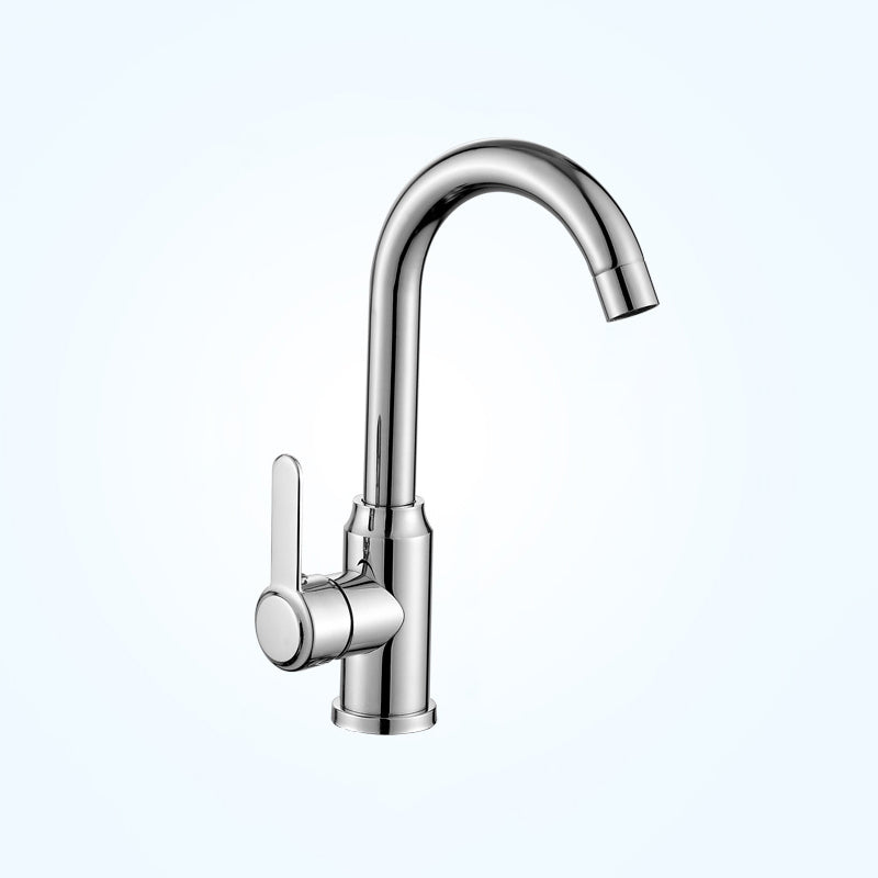 Modern Single Handle Kitchen Faucet 304 Stainless Steel Faucet in Chrome 9.8" Clearhalo 'Home Improvement' 'home_improvement' 'home_improvement_kitchen_faucets' 'Kitchen Faucets' 'Kitchen Remodel & Kitchen Fixtures' 'Kitchen Sinks & Faucet Components' 'kitchen_faucets' 6497740