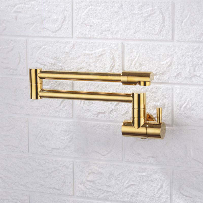 Modern Kitchen Sink Faucet Brass Lever Handles Pot Filler Kitchen Faucet Gold Clearhalo 'Home Improvement' 'home_improvement' 'home_improvement_kitchen_faucets' 'Kitchen Faucets' 'Kitchen Remodel & Kitchen Fixtures' 'Kitchen Sinks & Faucet Components' 'kitchen_faucets' 6497762