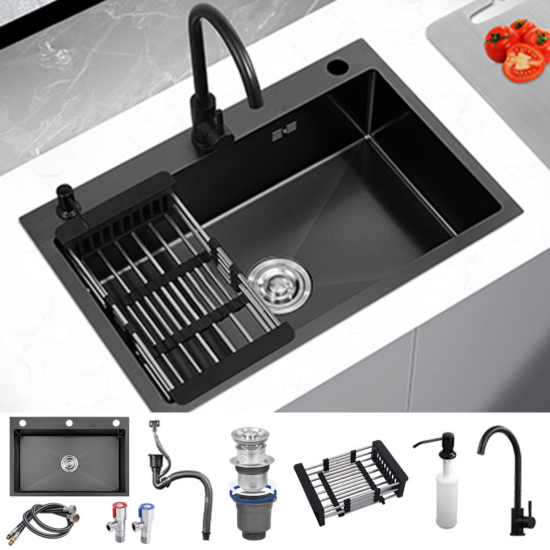 Modern Style Kitchen Sink Overflow Hole Design Stainless Steel Kitchen Sink Sink with Faucet Round Faucet Clearhalo 'Home Improvement' 'home_improvement' 'home_improvement_kitchen_sinks' 'Kitchen Remodel & Kitchen Fixtures' 'Kitchen Sinks & Faucet Components' 'Kitchen Sinks' 'kitchen_sinks' 6498224