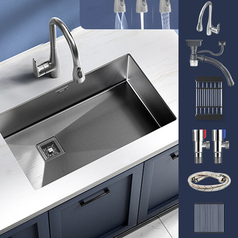 Modern Style Kitchen Sink Stainless Steel Antimicrobial Design Kitchen Sink Sink with Faucet Silver Copper Water Outlet Faucet Clearhalo 'Home Improvement' 'home_improvement' 'home_improvement_kitchen_sinks' 'Kitchen Remodel & Kitchen Fixtures' 'Kitchen Sinks & Faucet Components' 'Kitchen Sinks' 'kitchen_sinks' 6498387