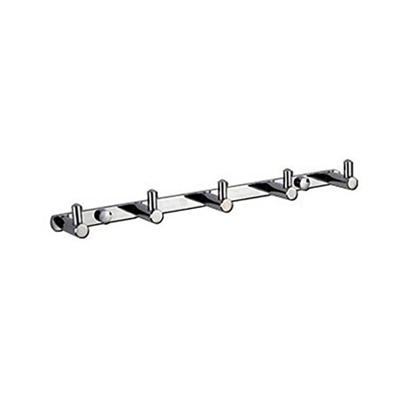 Polished Chrome Modern Bathroom Accessory Set Silver Towel Bar/Bath Shelf Towel Robe Hook (Row Hooks) Clearhalo 'Bathroom Hardware Sets' 'Bathroom Hardware' 'Bathroom Remodel & Bathroom Fixtures' 'bathroom_hardware_sets' 'Home Improvement' 'home_improvement' 'home_improvement_bathroom_hardware_sets' 6498415
