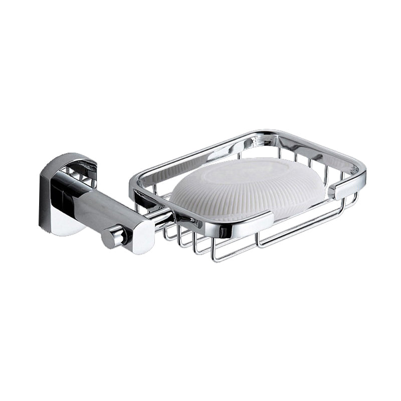Polished Chrome Modern Bathroom Accessory Set Silver Towel Bar/Bath Shelf Soap Dish Clearhalo 'Bathroom Hardware Sets' 'Bathroom Hardware' 'Bathroom Remodel & Bathroom Fixtures' 'bathroom_hardware_sets' 'Home Improvement' 'home_improvement' 'home_improvement_bathroom_hardware_sets' 6498426