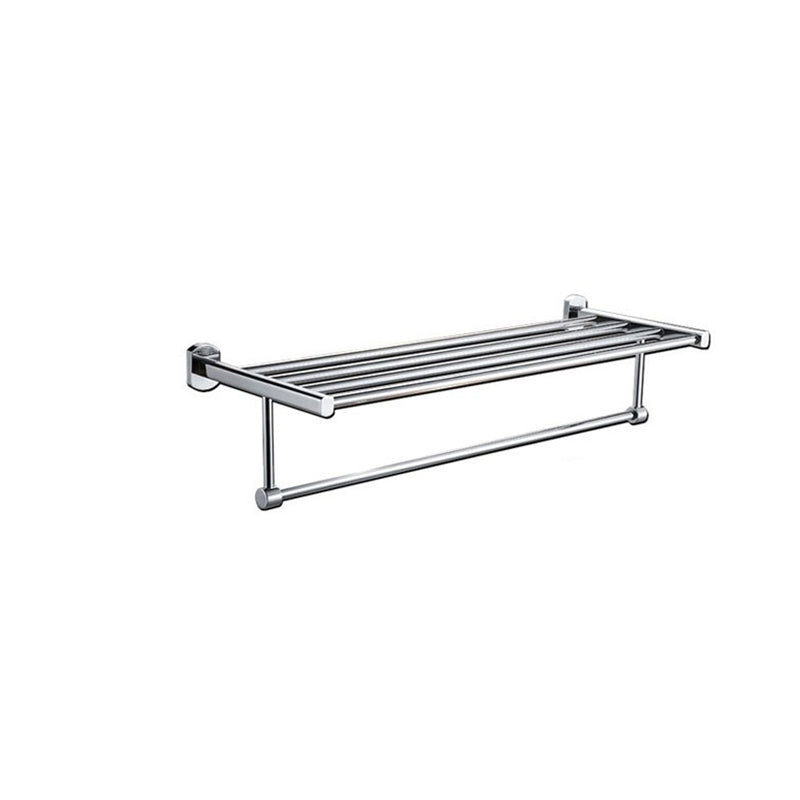 Polished Chrome Modern Bathroom Accessory Set Silver Towel Bar/Bath Shelf Vertical Bar Towel Rack Clearhalo 'Bathroom Hardware Sets' 'Bathroom Hardware' 'Bathroom Remodel & Bathroom Fixtures' 'bathroom_hardware_sets' 'Home Improvement' 'home_improvement' 'home_improvement_bathroom_hardware_sets' 6498433