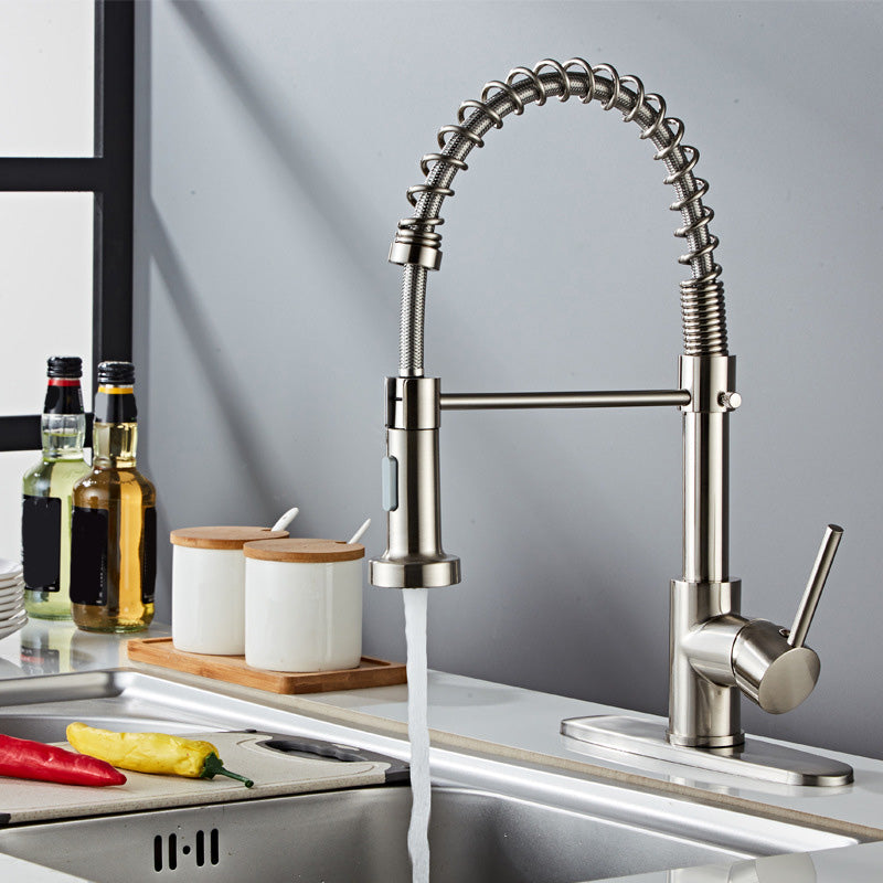 Glam Sink Faucet Brass Lever Handles Spring Neck Swivel Spout Bathroom ...