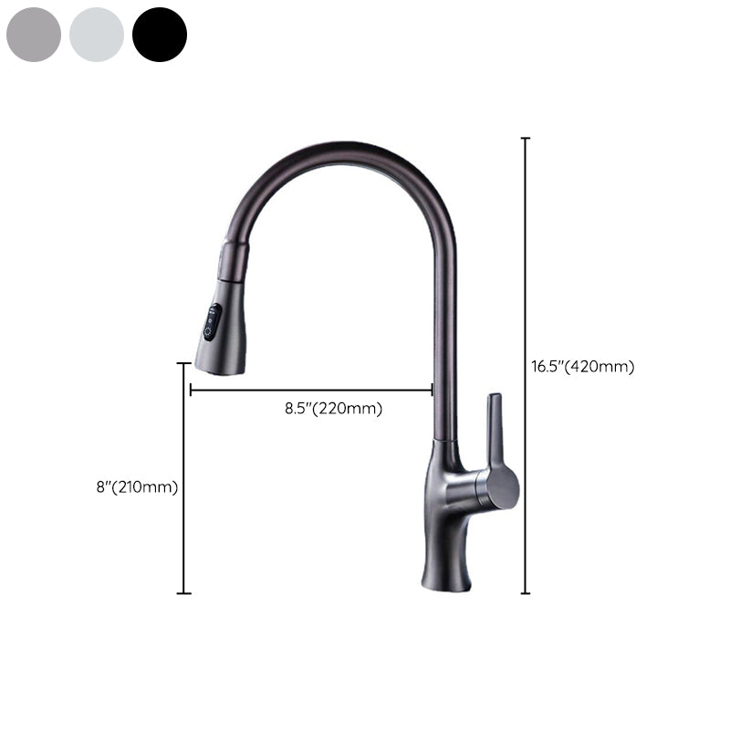Contemporary Retractable Kitchen Faucet Copper Single Handle High Arc Kitchen Faucet Clearhalo 'Home Improvement' 'home_improvement' 'home_improvement_kitchen_faucets' 'Kitchen Faucets' 'Kitchen Remodel & Kitchen Fixtures' 'Kitchen Sinks & Faucet Components' 'kitchen_faucets' 6502582