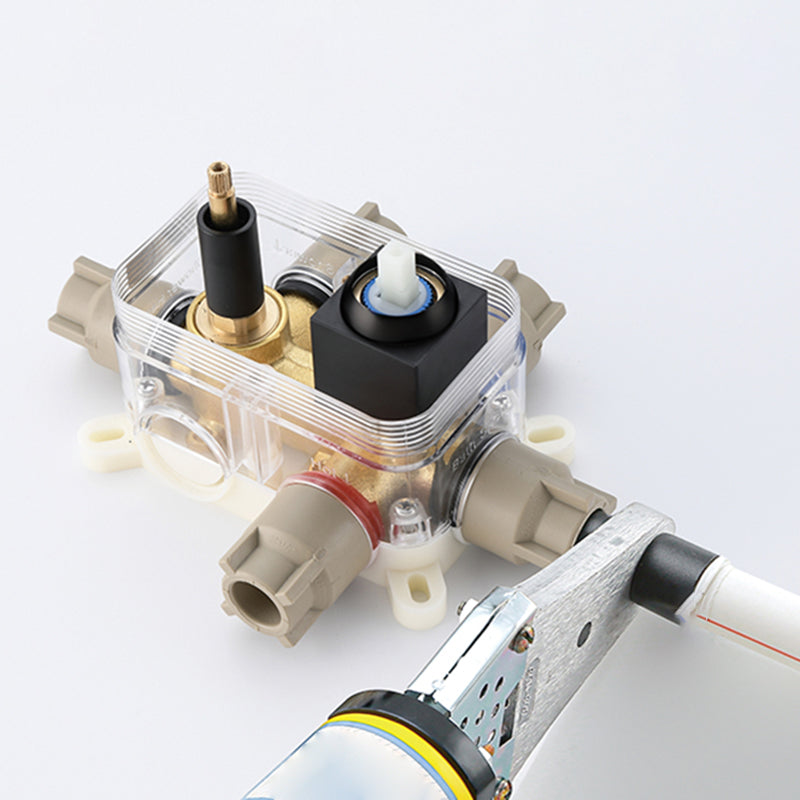 Modern Shower Set Brass Square Temperature Control Shower System Clearhalo 'Bathroom Remodel & Bathroom Fixtures' 'Home Improvement' 'home_improvement' 'home_improvement_shower_faucets' 'Shower Faucets & Systems' 'shower_faucets' 'Showers & Bathtubs Plumbing' 'Showers & Bathtubs' 6502625