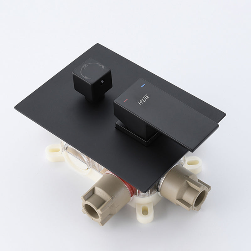 Modern Shower Set Brass Square Temperature Control Shower System Clearhalo 'Bathroom Remodel & Bathroom Fixtures' 'Home Improvement' 'home_improvement' 'home_improvement_shower_faucets' 'Shower Faucets & Systems' 'shower_faucets' 'Showers & Bathtubs Plumbing' 'Showers & Bathtubs' 6502634