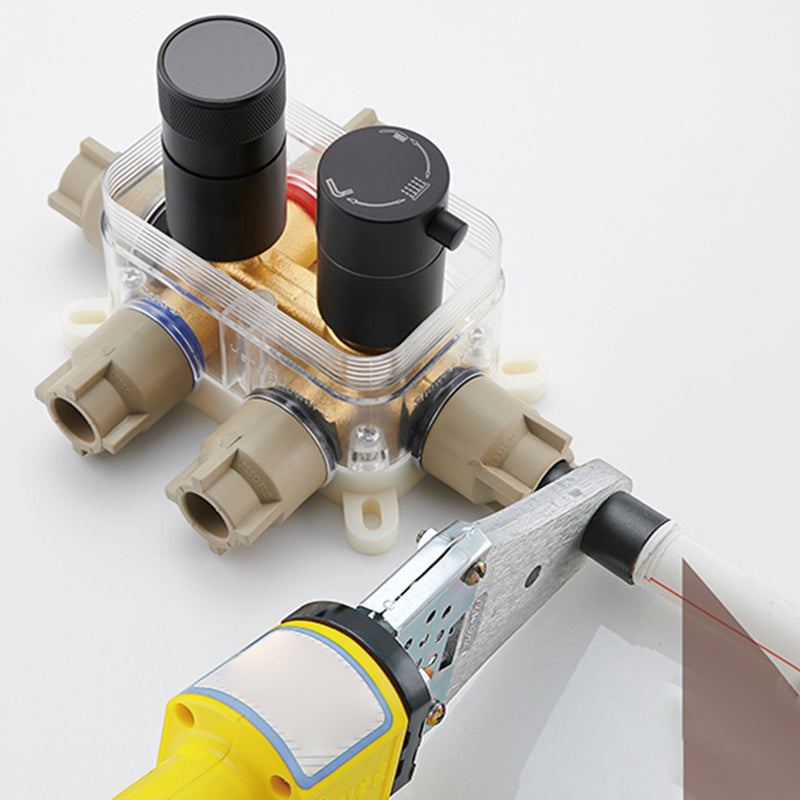 Modern Shower Set Brass Temperature Control Ceiling Mounted Shower System Clearhalo 'Bathroom Remodel & Bathroom Fixtures' 'Home Improvement' 'home_improvement' 'home_improvement_shower_faucets' 'Shower Faucets & Systems' 'shower_faucets' 'Showers & Bathtubs Plumbing' 'Showers & Bathtubs' 6502680