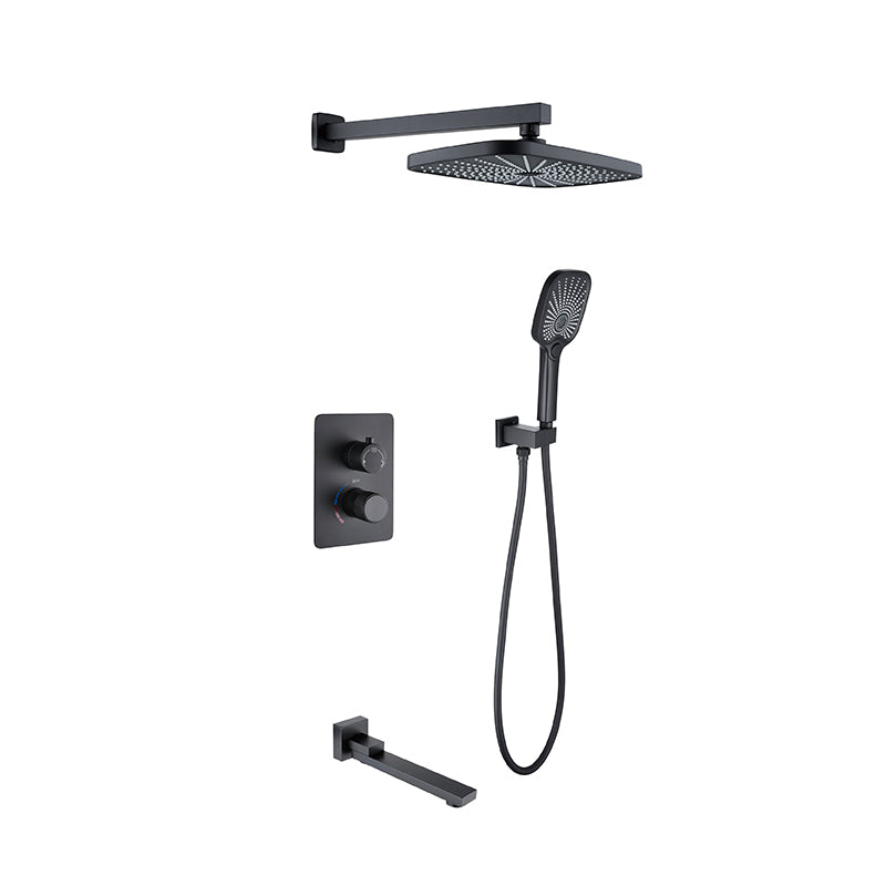 Modern Shower Set Brass Temperature Control Ceiling Mounted Shower System Clearhalo 'Bathroom Remodel & Bathroom Fixtures' 'Home Improvement' 'home_improvement' 'home_improvement_shower_faucets' 'Shower Faucets & Systems' 'shower_faucets' 'Showers & Bathtubs Plumbing' 'Showers & Bathtubs' 6502685