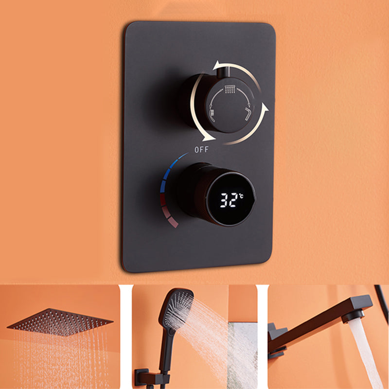 Modern Shower Set Brass Temperature Control Ceiling Mounted Shower System Clearhalo 'Bathroom Remodel & Bathroom Fixtures' 'Home Improvement' 'home_improvement' 'home_improvement_shower_faucets' 'Shower Faucets & Systems' 'shower_faucets' 'Showers & Bathtubs Plumbing' 'Showers & Bathtubs' 6502693