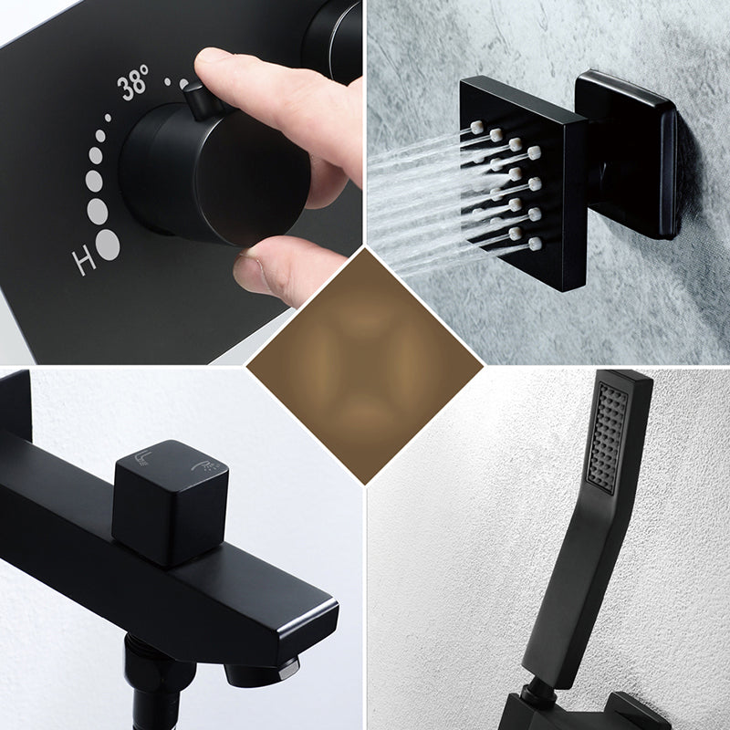 Modern Shower System Brass Temperature Control Ceiling Mounted Shower Trim Clearhalo 'Bathroom Remodel & Bathroom Fixtures' 'Home Improvement' 'home_improvement' 'home_improvement_shower_faucets' 'Shower Faucets & Systems' 'shower_faucets' 'Showers & Bathtubs Plumbing' 'Showers & Bathtubs' 6502709