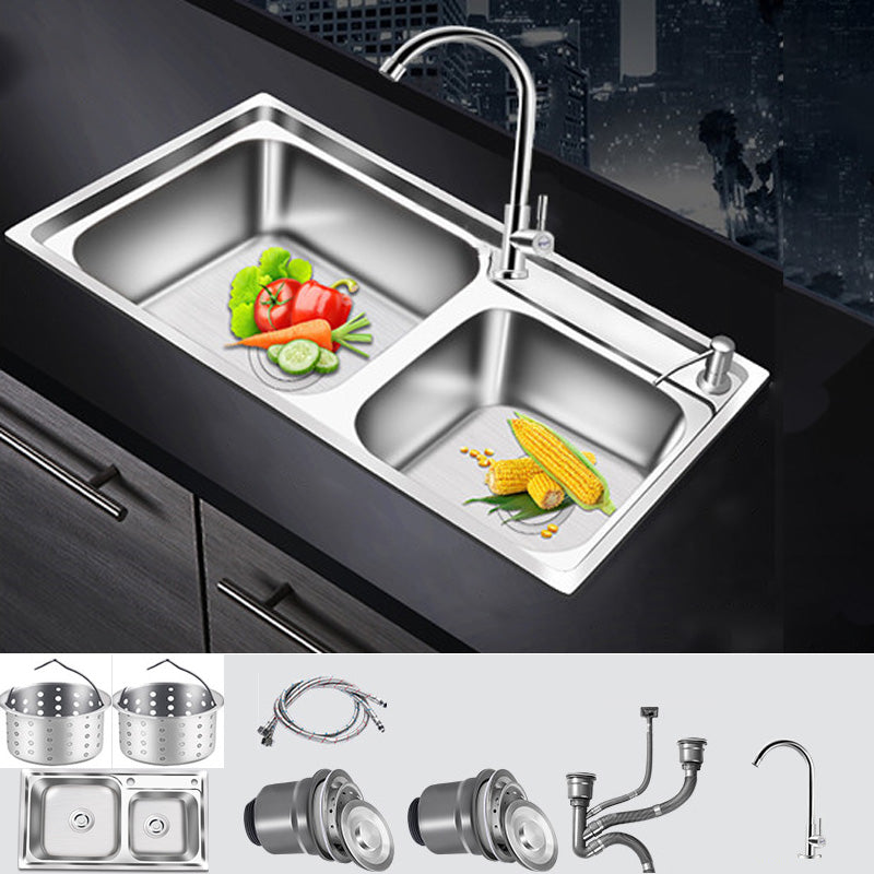 Modern Style Kitchen Sink Stainless Steel Corrosion Resistant Drop-In Kitchen Sink Sink with Faucet Single Cooling Tap Clearhalo 'Home Improvement' 'home_improvement' 'home_improvement_kitchen_sinks' 'Kitchen Remodel & Kitchen Fixtures' 'Kitchen Sinks & Faucet Components' 'Kitchen Sinks' 'kitchen_sinks' 6502729