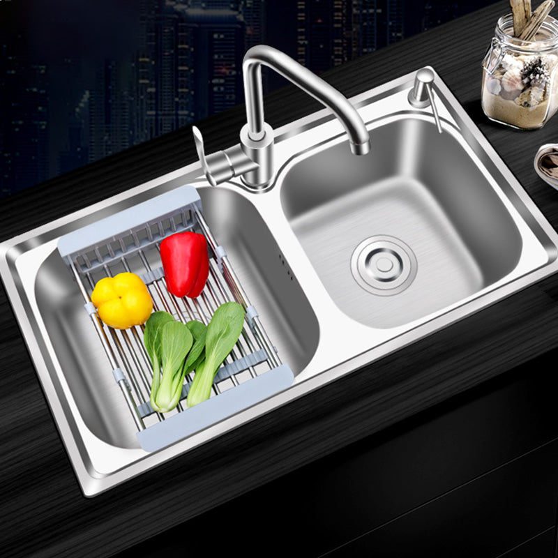 Modern Style Kitchen Sink Stainless Steel Corrosion Resistant Drop-In Kitchen Sink Clearhalo 'Home Improvement' 'home_improvement' 'home_improvement_kitchen_sinks' 'Kitchen Remodel & Kitchen Fixtures' 'Kitchen Sinks & Faucet Components' 'Kitchen Sinks' 'kitchen_sinks' 6502730
