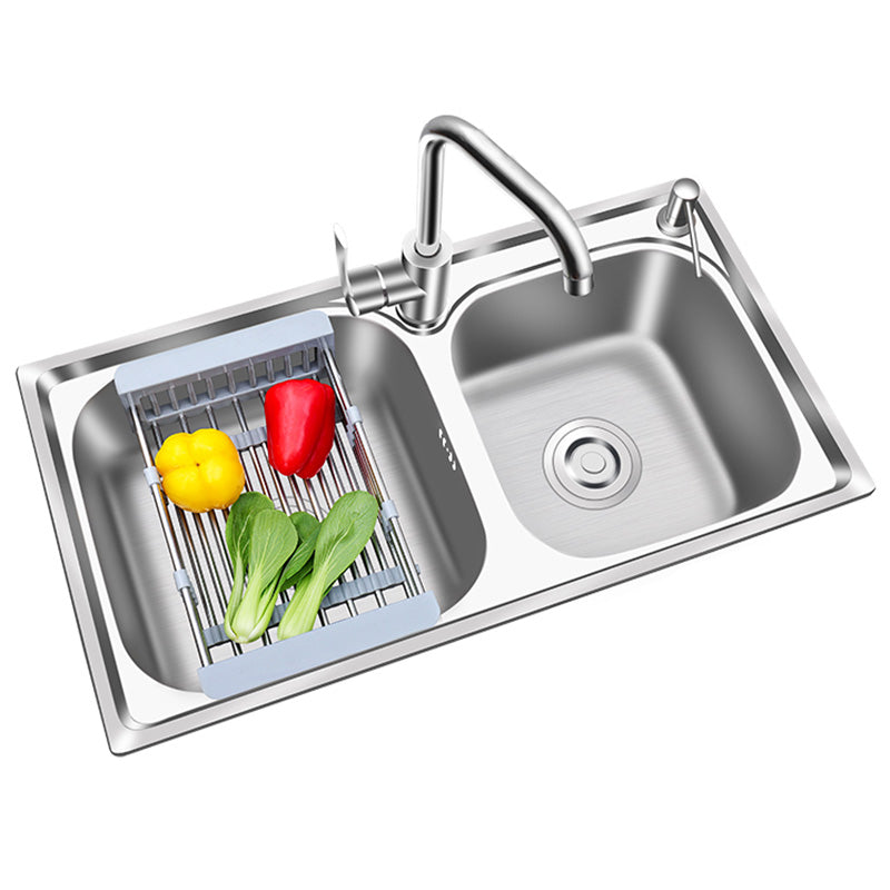 Modern Style Kitchen Sink Stainless Steel Corrosion Resistant Drop-In Kitchen Sink Clearhalo 'Home Improvement' 'home_improvement' 'home_improvement_kitchen_sinks' 'Kitchen Remodel & Kitchen Fixtures' 'Kitchen Sinks & Faucet Components' 'Kitchen Sinks' 'kitchen_sinks' 6502736