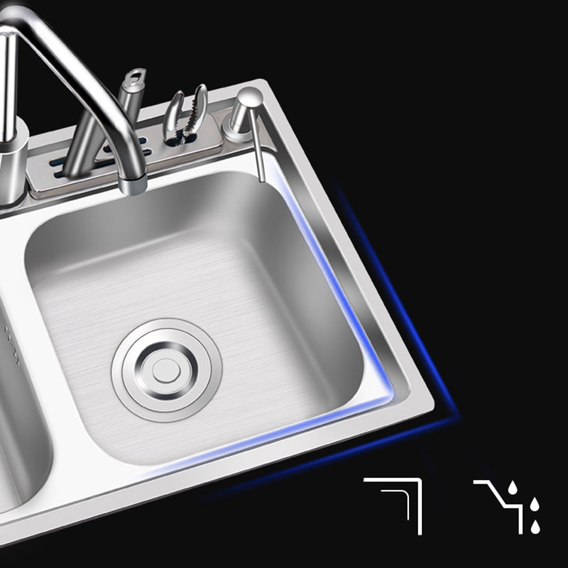 Modern Style Kitchen Sink Stainless Steel Corrosion Resistant Drop-In Kitchen Sink Clearhalo 'Home Improvement' 'home_improvement' 'home_improvement_kitchen_sinks' 'Kitchen Remodel & Kitchen Fixtures' 'Kitchen Sinks & Faucet Components' 'Kitchen Sinks' 'kitchen_sinks' 6502739