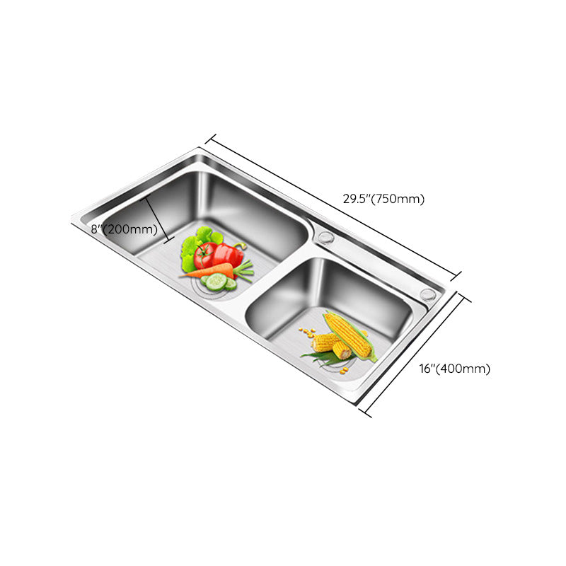 Modern Style Kitchen Sink Stainless Steel Corrosion Resistant Drop-In Kitchen Sink Clearhalo 'Home Improvement' 'home_improvement' 'home_improvement_kitchen_sinks' 'Kitchen Remodel & Kitchen Fixtures' 'Kitchen Sinks & Faucet Components' 'Kitchen Sinks' 'kitchen_sinks' 6502742