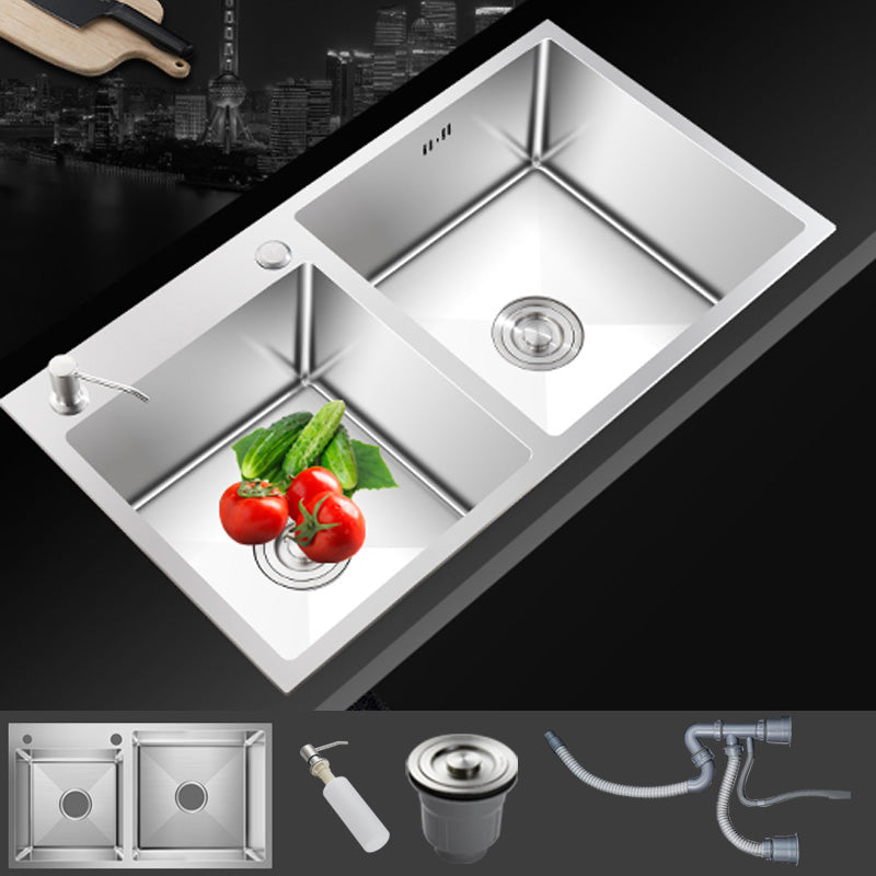 Contemporary Style Kitchen Sink Noise-cancelling Design Stainless Steel Kitchen Sink Sink Only None Clearhalo 'Home Improvement' 'home_improvement' 'home_improvement_kitchen_sinks' 'Kitchen Remodel & Kitchen Fixtures' 'Kitchen Sinks & Faucet Components' 'Kitchen Sinks' 'kitchen_sinks' 6502751