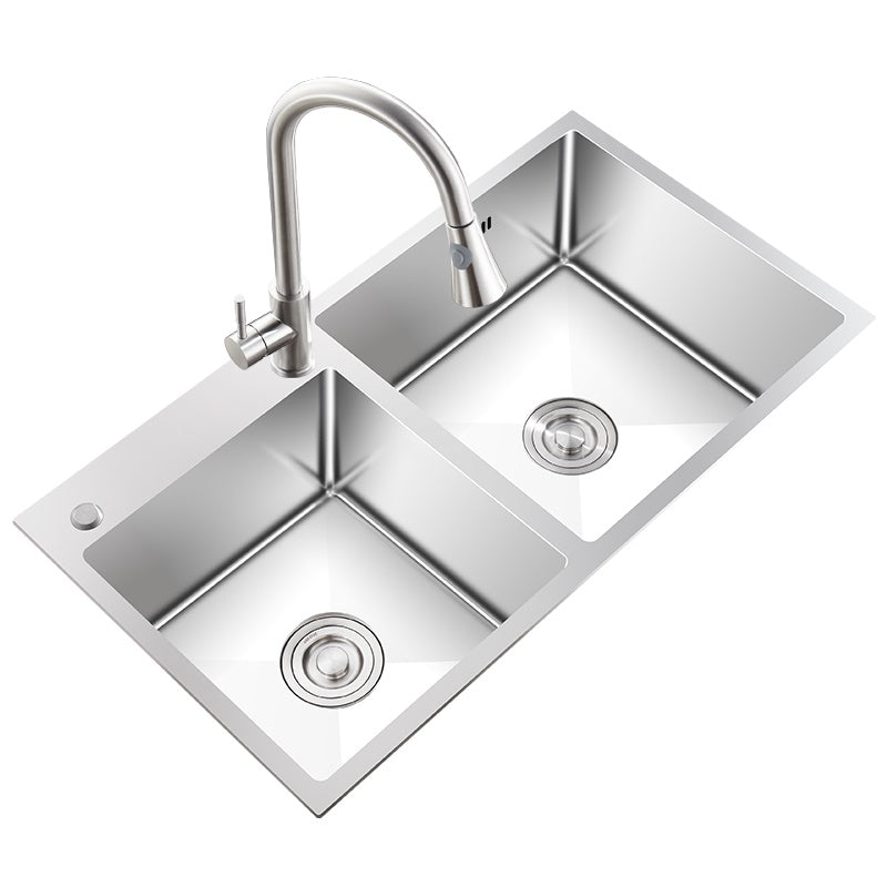 Contemporary Style Kitchen Sink Noise-cancelling Design Stainless Steel Kitchen Sink Clearhalo 'Home Improvement' 'home_improvement' 'home_improvement_kitchen_sinks' 'Kitchen Remodel & Kitchen Fixtures' 'Kitchen Sinks & Faucet Components' 'Kitchen Sinks' 'kitchen_sinks' 6502753