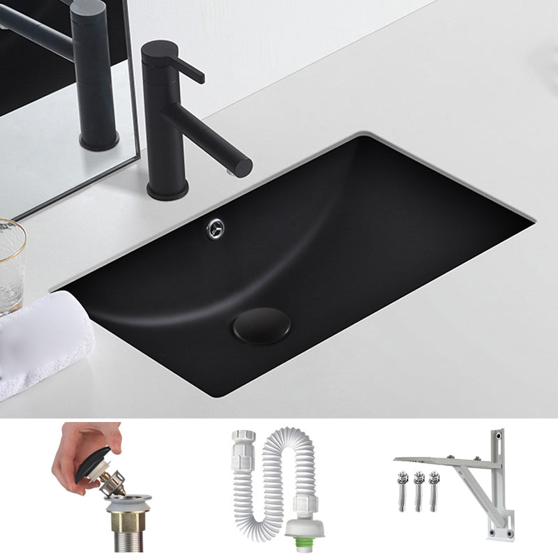 Black Undermount Vanity Sink Modern Porcelain Undermount Vanity Sink 19"L x 12"W x 6"H Sink Clearhalo 'Bathroom Remodel & Bathroom Fixtures' 'Bathroom Sinks & Faucet Components' 'Bathroom Sinks' 'bathroom_sink' 'Home Improvement' 'home_improvement' 'home_improvement_bathroom_sink' 6502805