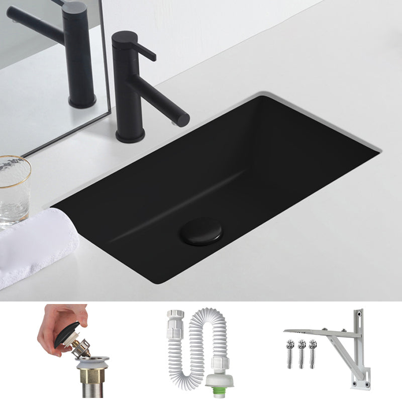 Black Undermount Vanity Sink Modern Porcelain Undermount Vanity Sink 19"L x 11"W x 5"H Sink Clearhalo 'Bathroom Remodel & Bathroom Fixtures' 'Bathroom Sinks & Faucet Components' 'Bathroom Sinks' 'bathroom_sink' 'Home Improvement' 'home_improvement' 'home_improvement_bathroom_sink' 6502808