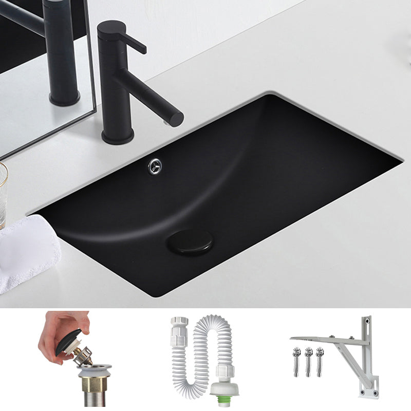 Black Undermount Vanity Sink Modern Porcelain Undermount Vanity Sink 21"L x 13"W x 6"H Sink Clearhalo 'Bathroom Remodel & Bathroom Fixtures' 'Bathroom Sinks & Faucet Components' 'Bathroom Sinks' 'bathroom_sink' 'Home Improvement' 'home_improvement' 'home_improvement_bathroom_sink' 6502812