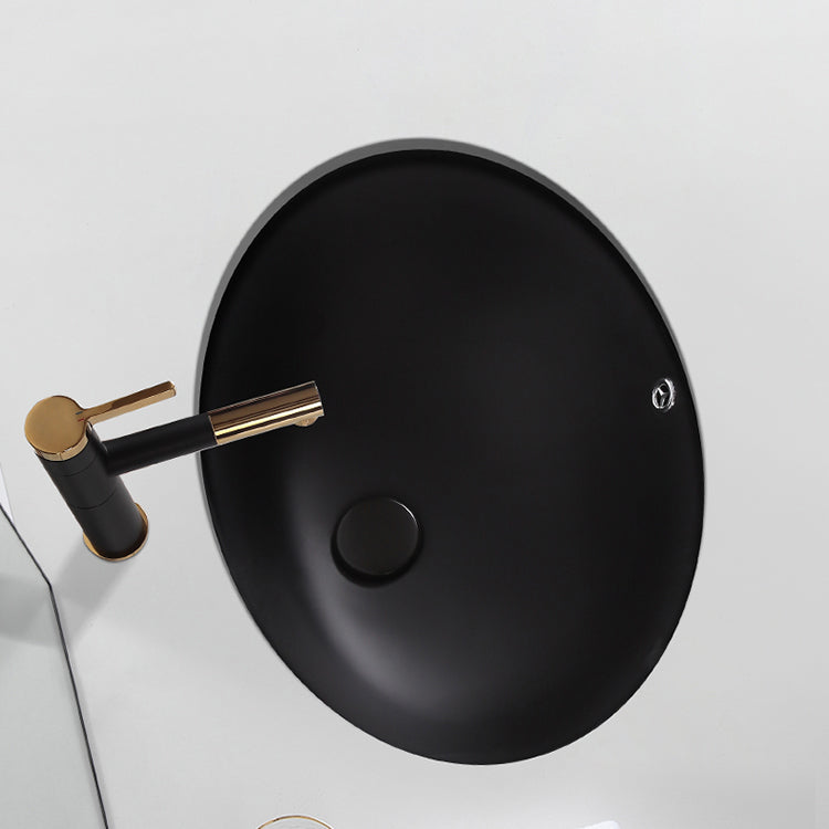 Black Undermount Vanity Sink Modern Porcelain Undermount Vanity Sink 16.1"L x 13"W x 5.9"H Sink with Faucet Clearhalo 'Bathroom Remodel & Bathroom Fixtures' 'Bathroom Sinks & Faucet Components' 'Bathroom Sinks' 'bathroom_sink' 'Home Improvement' 'home_improvement' 'home_improvement_bathroom_sink' 6502820