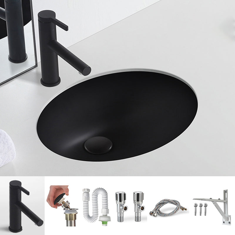 Black Undermount Vanity Sink Modern Porcelain Undermount Vanity Sink 18"L x 15"W x 6"H Sink with Faucet Clearhalo 'Bathroom Remodel & Bathroom Fixtures' 'Bathroom Sinks & Faucet Components' 'Bathroom Sinks' 'bathroom_sink' 'Home Improvement' 'home_improvement' 'home_improvement_bathroom_sink' 6502822