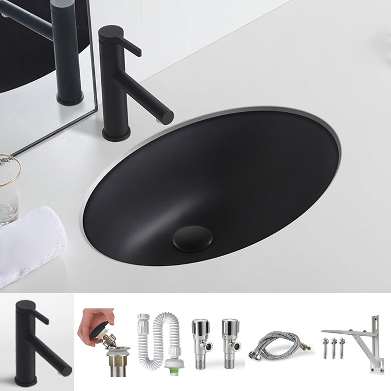 Black Undermount Vanity Sink Modern Porcelain Undermount Vanity Sink 20"L x 15"W x 6"H Sink with Faucet Clearhalo 'Bathroom Remodel & Bathroom Fixtures' 'Bathroom Sinks & Faucet Components' 'Bathroom Sinks' 'bathroom_sink' 'Home Improvement' 'home_improvement' 'home_improvement_bathroom_sink' 6502826
