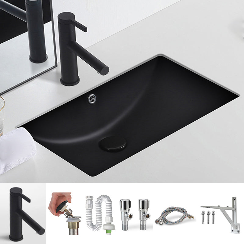 Black Undermount Vanity Sink Modern Porcelain Undermount Vanity Sink 21"L x 13"W x 6"H Sink with Faucet Clearhalo 'Bathroom Remodel & Bathroom Fixtures' 'Bathroom Sinks & Faucet Components' 'Bathroom Sinks' 'bathroom_sink' 'Home Improvement' 'home_improvement' 'home_improvement_bathroom_sink' 6502827