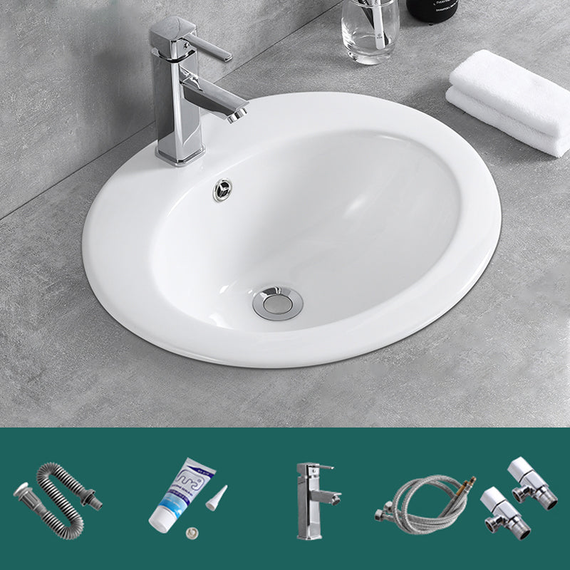 Traditional Wash Stand Oval Shape Porcelain with Pop-Up Drain Vessel Bathroom Sink 22"L x 19"W x 8"H Sink with Faucet Clearhalo 'Bathroom Remodel & Bathroom Fixtures' 'Bathroom Sinks & Faucet Components' 'Bathroom Sinks' 'bathroom_sink' 'Home Improvement' 'home_improvement' 'home_improvement_bathroom_sink' 6502852