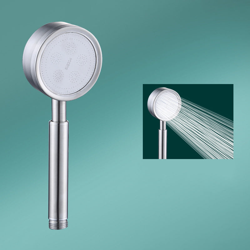 Contemporary Shower Combo Handheld Shower Head with Round Shape Silver Hand Shower Clearhalo 'Bathroom Remodel & Bathroom Fixtures' 'Home Improvement' 'home_improvement' 'home_improvement_shower_heads' 'Shower Heads' 'shower_heads' 'Showers & Bathtubs Plumbing' 'Showers & Bathtubs' 6502897
