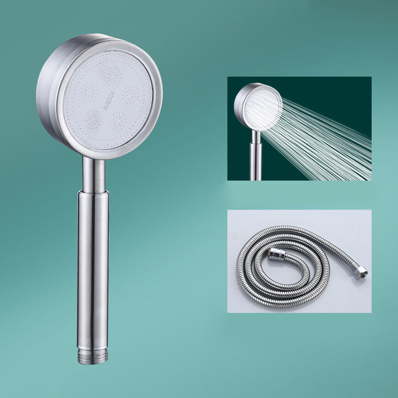 Contemporary Shower Combo Handheld Shower Head with Round Shape Silver Shower Head with Hose Clearhalo 'Bathroom Remodel & Bathroom Fixtures' 'Home Improvement' 'home_improvement' 'home_improvement_shower_heads' 'Shower Heads' 'shower_heads' 'Showers & Bathtubs Plumbing' 'Showers & Bathtubs' 6502898