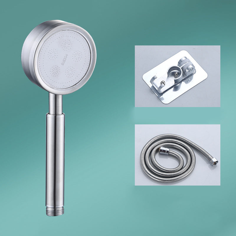 Contemporary Shower Combo Handheld Shower Head with Round Shape Silver Shower & Hose & Hole-free Wall Seat Clearhalo 'Bathroom Remodel & Bathroom Fixtures' 'Home Improvement' 'home_improvement' 'home_improvement_shower_heads' 'Shower Heads' 'shower_heads' 'Showers & Bathtubs Plumbing' 'Showers & Bathtubs' 6502900