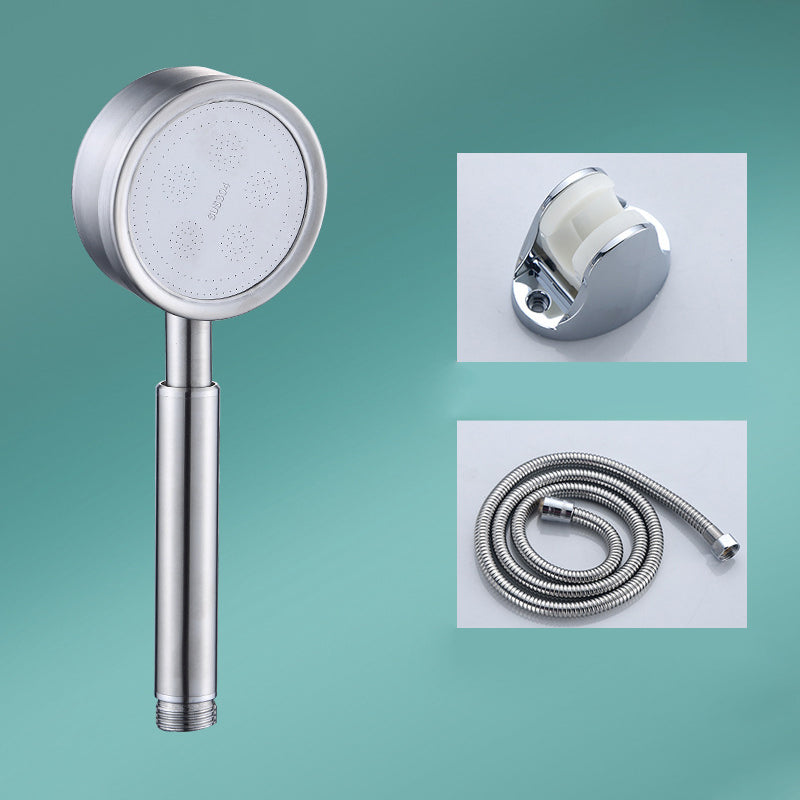 Contemporary Shower Combo Handheld Shower Head with Round Shape Silver Shower Heads & Hose & Wall pedestal Clearhalo 'Bathroom Remodel & Bathroom Fixtures' 'Home Improvement' 'home_improvement' 'home_improvement_shower_heads' 'Shower Heads' 'shower_heads' 'Showers & Bathtubs Plumbing' 'Showers & Bathtubs' 6502902