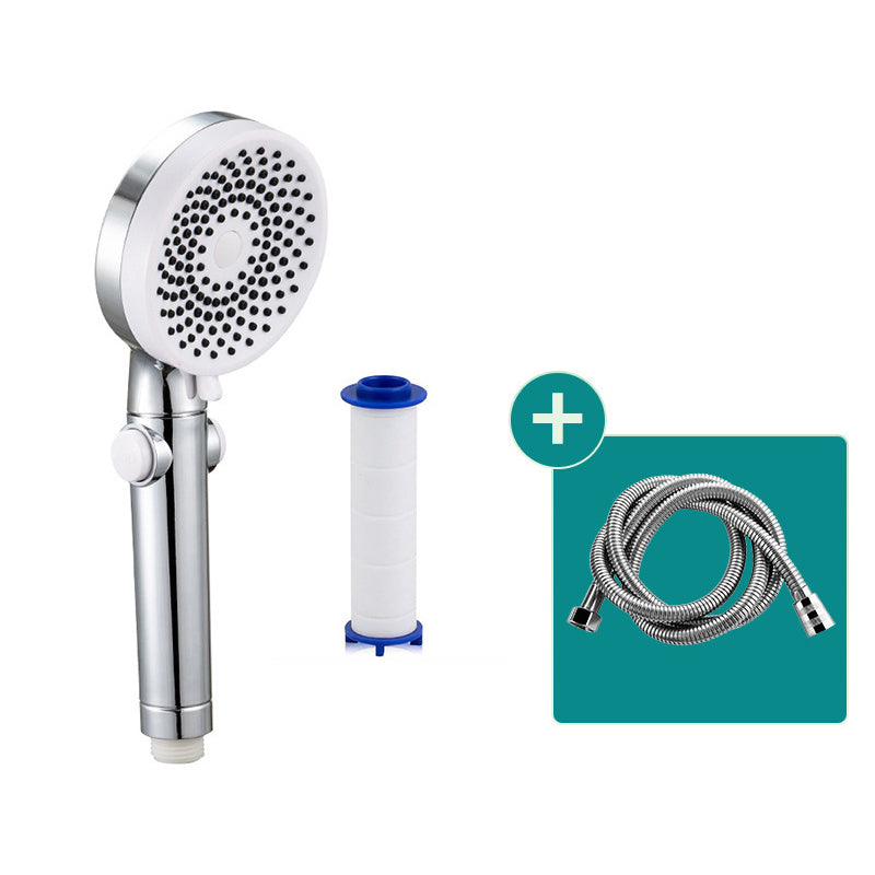 Contemporary Round Shower Head Combo Handheld Shower Head 9.8 Inch H Spray Head White Shower & Filter Ball & Shower Tube Clearhalo 'Bathroom Remodel & Bathroom Fixtures' 'Home Improvement' 'home_improvement' 'home_improvement_shower_heads' 'Shower Heads' 'shower_heads' 'Showers & Bathtubs Plumbing' 'Showers & Bathtubs' 6502955